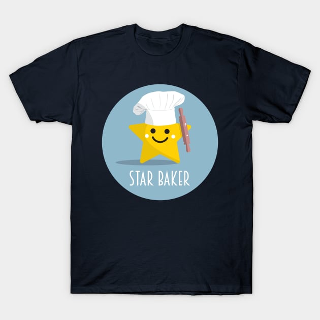 Cute Star Baker with Rolling Pin T-Shirt by VicEllisArt